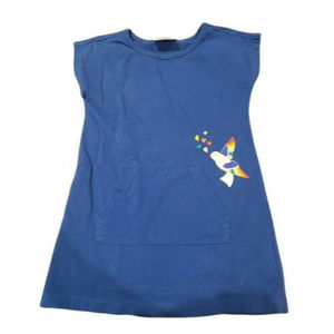 Hanna Andersson Blue Shirt Dress Rainbow Bird Front Pocket Size 100 US 4
